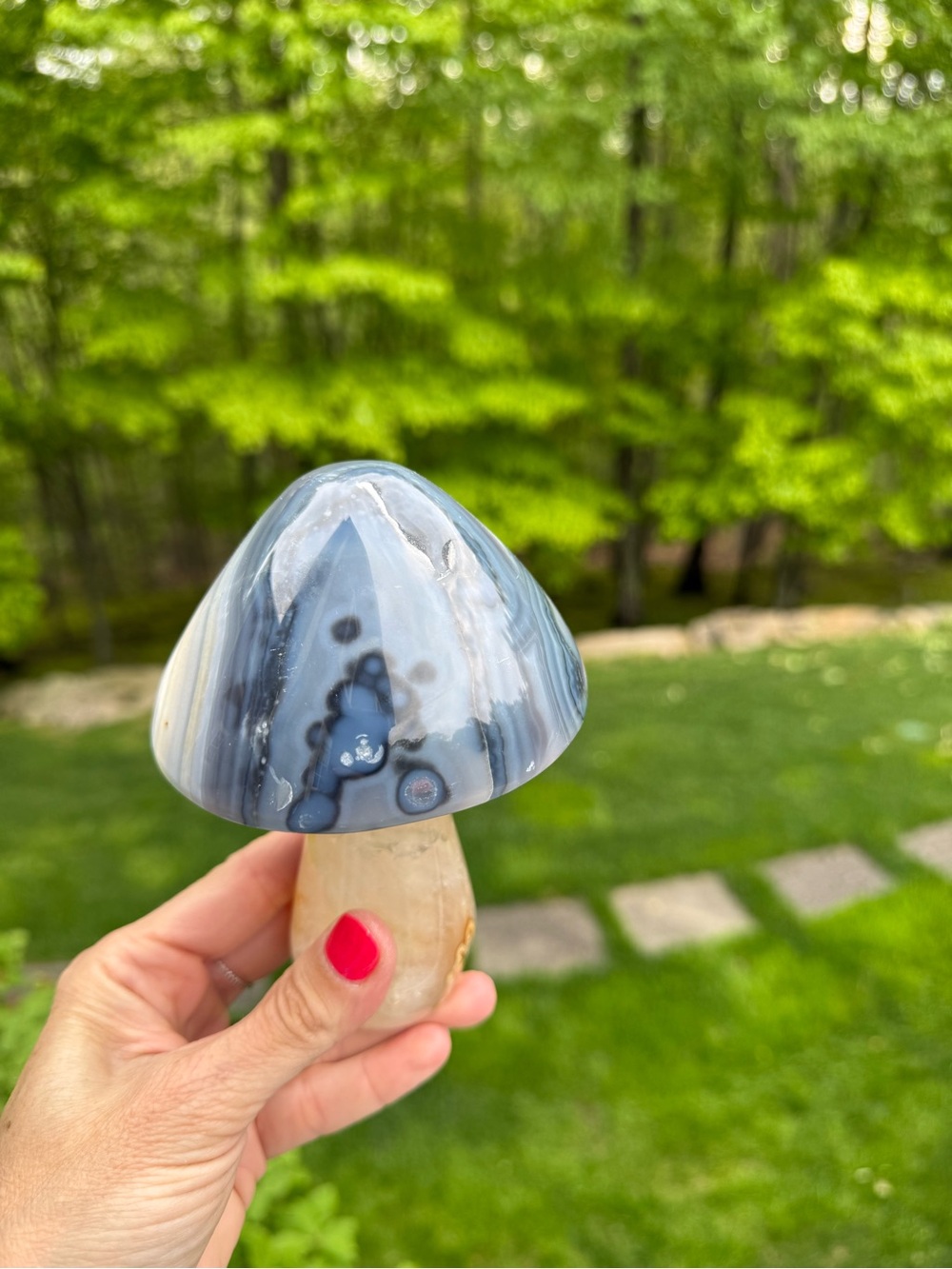 Natural Gray Agate Mushroom Natural Decor - Picture 5 of 6
